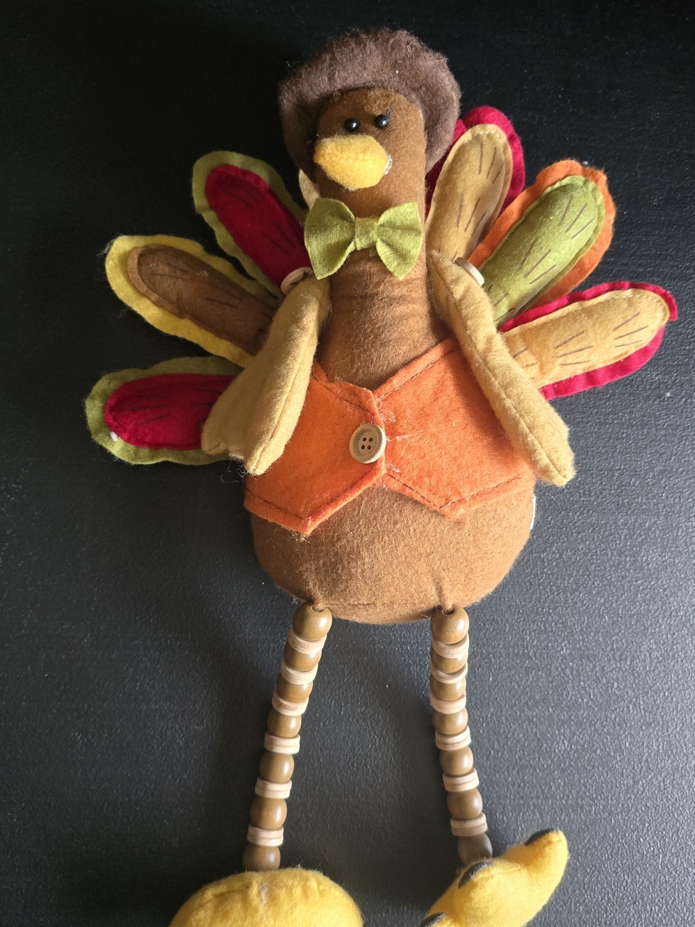 Plush Turkey Keyring Toy - Brown with Multi-Color Feathers